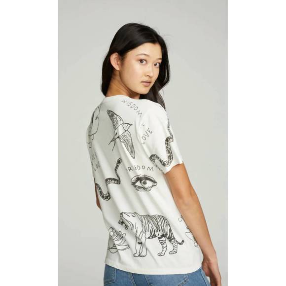 NEW CHASER cherish forever crew tee in crema - Picture 3 of 3